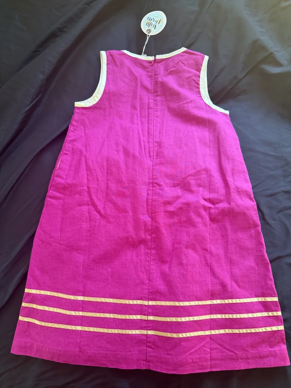 Wildflowers Fuchsia Dress with Cream Trim